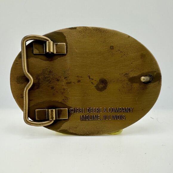 JOHN DEERE Tractor Belt Buckle Brass 1981 8050 Series 4WD Tractors Farm Ag - Picture 7 of 7